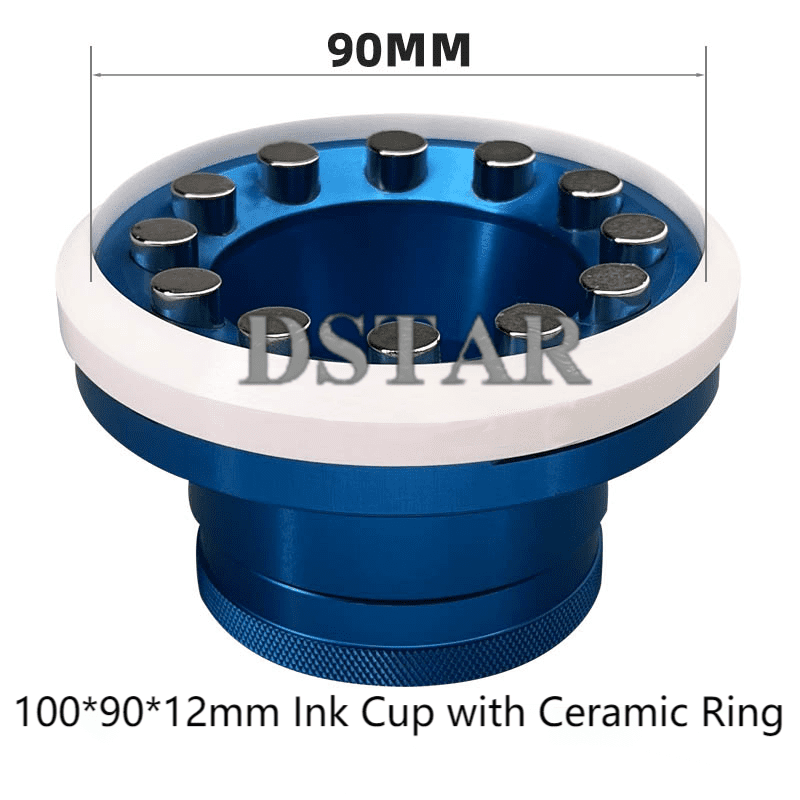 Blue Color Aluminum Sealed Ink Cup with Ceramic Ring for Pad Printing for Sale